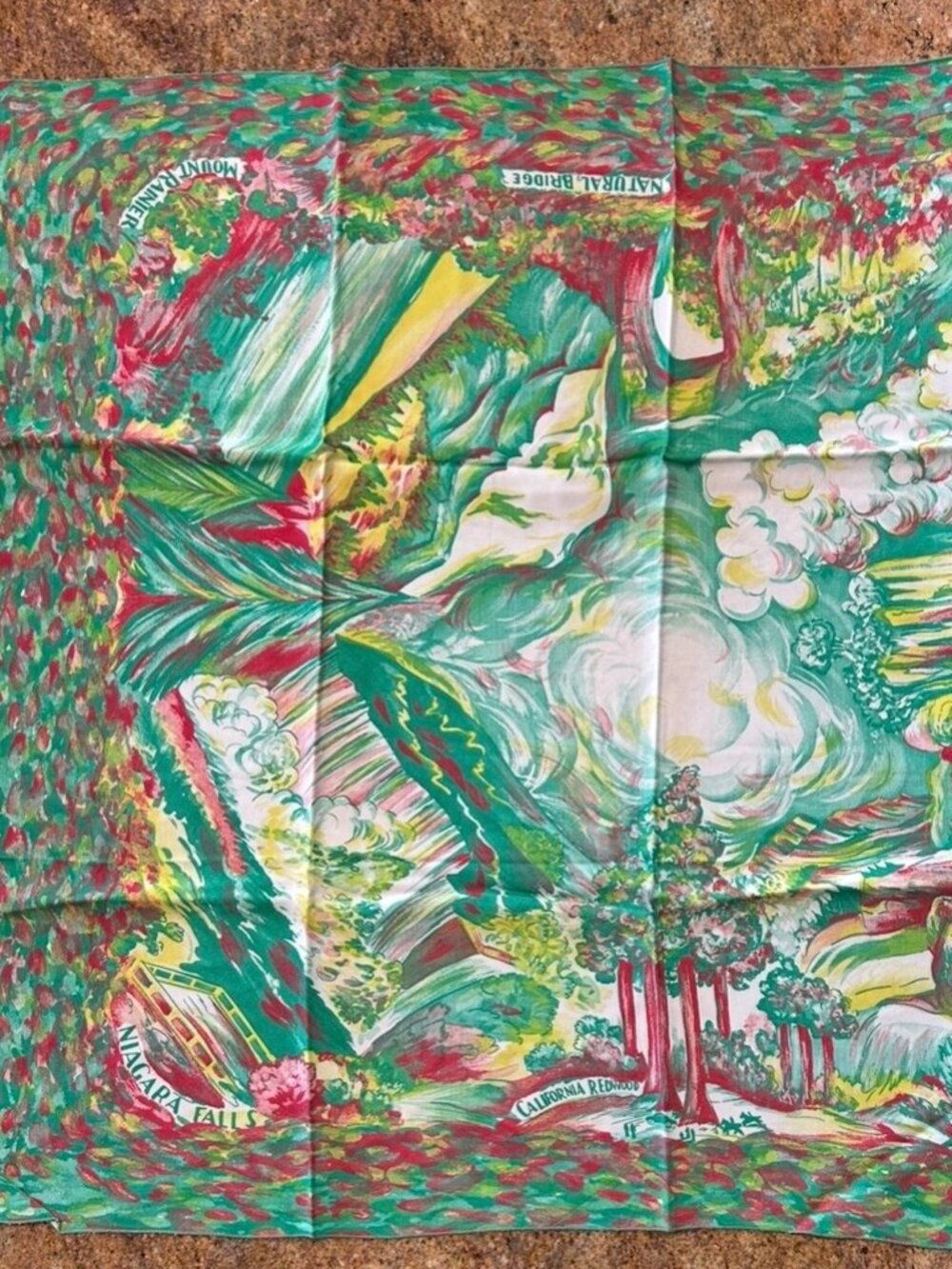 Large Green National Parks Scarf Approx. 30" x 32"